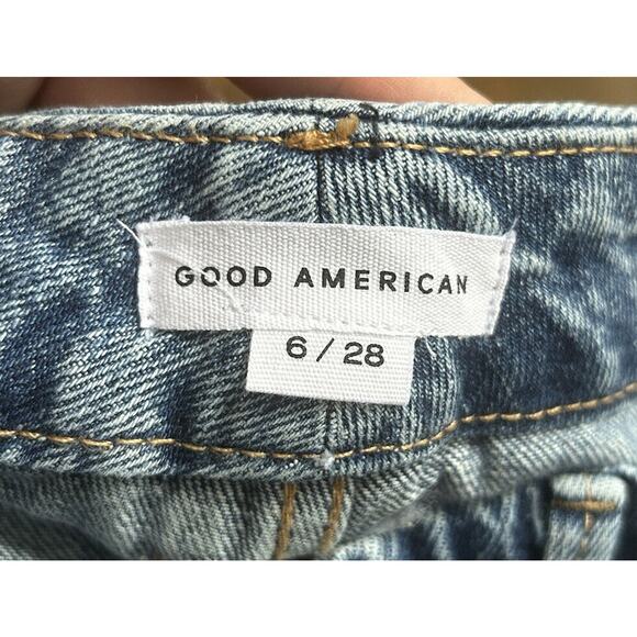 Womens Good American Size 6 (28) Good 90's Icon Jeans Distressed Indigo Blue NWT - Picture 5 of 9